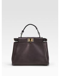 Fendi | Black Peekaboo Medium Leather Tote | Lyst