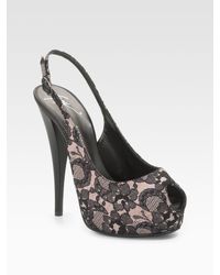 Giuseppe Zanotti | Natural Lace Silk Peep-toe Slingbacks | Lyst