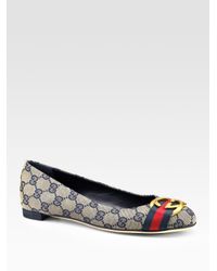 Gucci | Natural Gg Ballet Flats | Lyst