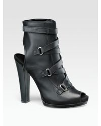 Gucci | Black Devon Peep-toe Open-back Ankle Boots | Lyst