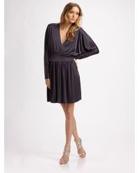 Halston | Blue Deep V-neck Cocktail Dress | Lyst
