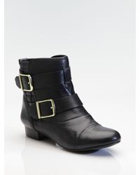 House of Harlow 1960 | Black Jackson Buckle Flat Ankle Boot | Lyst