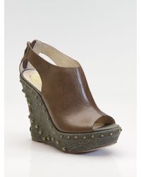 House of Harlow 1960 | Brown Peep-toe Studded Wedge Sandals | Lyst