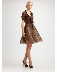 Jason Wu | Brown Animal Print Chiffon Short Sleeve Dress | Lyst