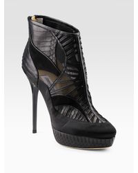 Jimmy Choo | Black Faxon Mixed Material Ankle Boots | Lyst