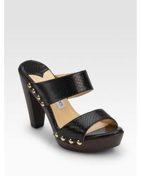 Jimmy Choo | Black Ulrika Snake-embossed Platform Sandals | Lyst