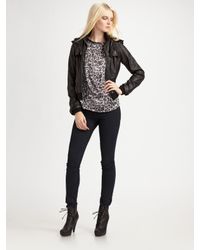 Joie | Black Hooded Leather Jacket | Lyst