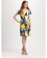 Lavia18 | Yellow Printed Stretch Pique Dress | Lyst