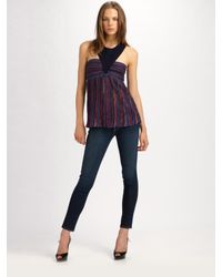 M Missoni | Purple Pointelle Striped Halter Top | Lyst