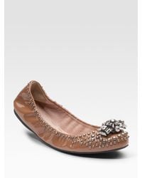 Miu Miu | Metallic Patent Leather Ballet Flats | Lyst
