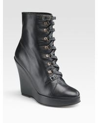Opening Ceremony | Black Lace-up Wedge Ankle Boots | Lyst