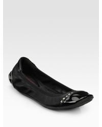 Prada | Black Scrunch Ballet Flats | Lyst