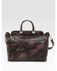 Prada | Brown Large Saffiano Camouflage Tote | Lyst