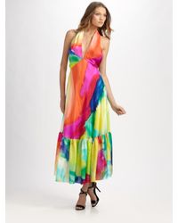 Ralph Lauren Blue Label | Black Tie-dyed Silk Halter Dress | Lyst