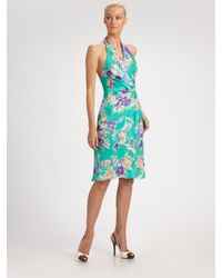 Ralph Lauren Collection | Blue Cecillia V-neck Halter Wrap Dress | Lyst