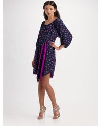 Rebecca Taylor | Blue Floral-print Silk Dress | Lyst