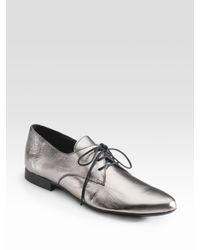 Stephane Verdino | Metallic Derby Lace-up Flats | Lyst