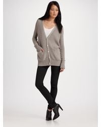 T By Alexander Wang | Gray V-neck Cardigan | Lyst