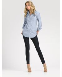 Theory | Blue Nikala Boyfriend Shirt | Lyst