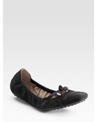 Tod's | Black Degas Suede Ballet Flats | Lyst