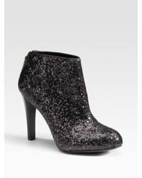 Tory Burch | Black Corbet Glitter-covered Leather Ankle Boots | Lyst