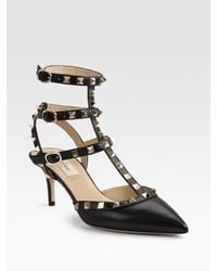 Valentino | Black Rockstud Studded Leather Pumps | Lyst