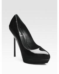 Saint Laurent | Black Divine Patent Platform Pumps | Lyst