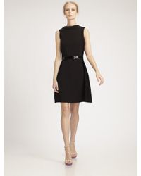 Saint Laurent | Black Sleeveless Boatneck Dress | Lyst