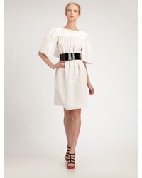 Saint Laurent | White Cotton/silk Back Cape Dress | Lyst