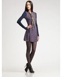 Z Spoke by Zac Posen | Purple Printed Georgette Dress | Lyst