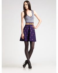 Z Spoke by Zac Posen | Purple Stretch Knit Flare Dress | Lyst