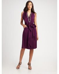 Elie Tahari | Purple Stretch Silk Georgette Dress | Lyst