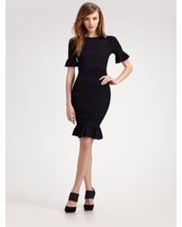 Fendi | Blue Ruffle-edged Knit Dress | Lyst