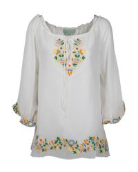 Leaves Of Grass | White Chelsea Draw String Embroidered Top | Lyst
