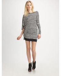 McQ | White Asymmetrical Stripe Jersey Dress | Lyst