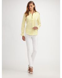 Ralph Lauren Black Label | White Ricky Stripe Button Front Shirt | Lyst