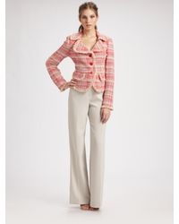 St. John | Pink Calypso Plaid Knit Blazer | Lyst