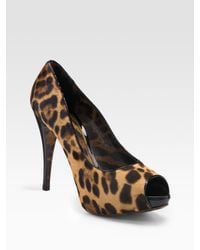 Dolce & Gabbana | Multicolor Pony Hair Peep-Toe Pumps | Lyst