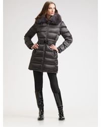 Prada | Gray Fur-trimmed Down Jacket/white Fox | Lyst