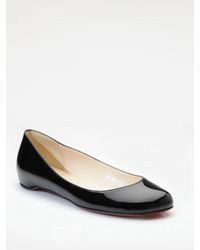 Christian Louboutin | Black Kobe Patent Leather Flats | Lyst