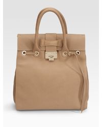 Jimmy Choo | Natural Rosabel Grainy Calf Large Top Handle Bag | Lyst