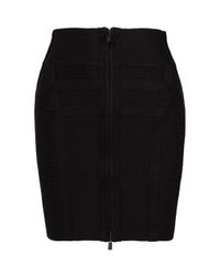 Hervé Léger | Black Zip Front Mini Skirt | Lyst