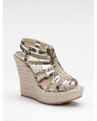 Jimmy Choo | Natural Palermo Snake-printed Metallic Espadrille Sandals | Lyst