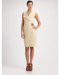 Ralph Lauren Black Label | Natural Harriet Suiting Wrap Dress | Lyst