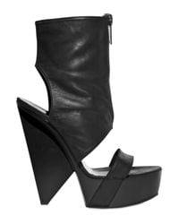 Gareth Pugh | Black 160mm Lambskin Open Toe Front Zip Boots | Lyst