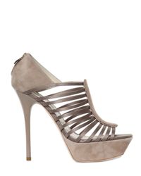 Grey Mer | Natural 130mm Silk Satin Suede Sandals | Lyst