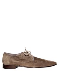 Max Verre | Gray Suede and Grosgrain Piping Lace-up Shoes for Men | Lyst