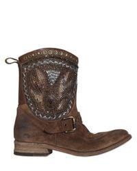 Strategia | Brown Suede Embroidery Beaded Lo Boots | Lyst