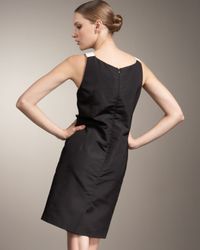 Carolina Herrera | Black Botanical Print Silk Sheath Dress | Lyst