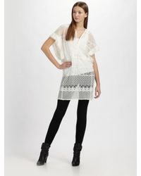 BCBGMAXAZRIA | White Gauze Bib-lace Tunic | Lyst